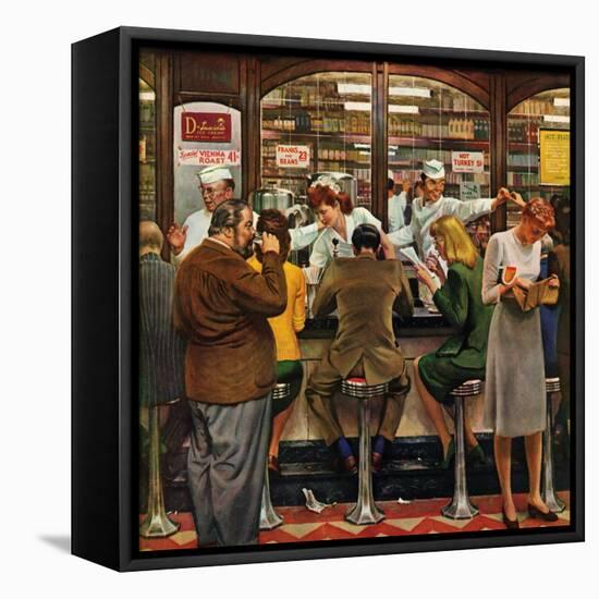 "Lunch Counter," October 12, 1946-John Falter-Framed Stretched Canvas