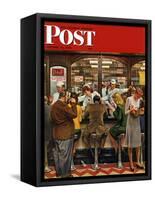 "Lunch Counter," Saturday Evening Post Cover, October 12, 1946-John Falter-Framed Stretched Canvas