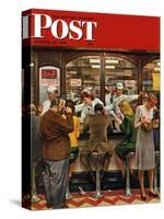 "Lunch Counter," Saturday Evening Post Cover, October 12, 1946-John Falter-Stretched Canvas