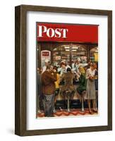 "Lunch Counter," Saturday Evening Post Cover, October 12, 1946-John Falter-Framed Giclee Print