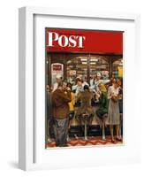 "Lunch Counter," Saturday Evening Post Cover, October 12, 1946-John Falter-Framed Giclee Print