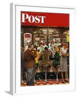 "Lunch Counter," Saturday Evening Post Cover, October 12, 1946-John Falter-Framed Giclee Print
