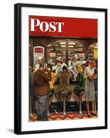 "Lunch Counter," Saturday Evening Post Cover, October 12, 1946-John Falter-Framed Giclee Print