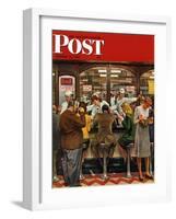 "Lunch Counter," Saturday Evening Post Cover, October 12, 1946-John Falter-Framed Giclee Print