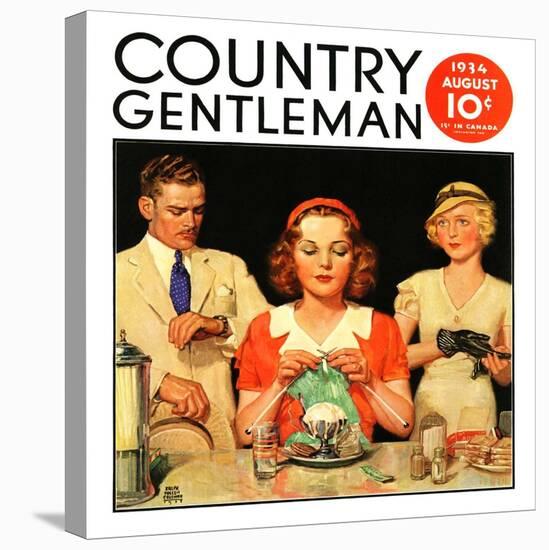 "Lunch Counter Wait," Country Gentleman Cover, August 1, 1934-Ralph P. Coleman-Stretched Canvas