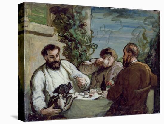 Lunch in the Country, 1868 (Oil on Board)-Honore Daumier-Stretched Canvas