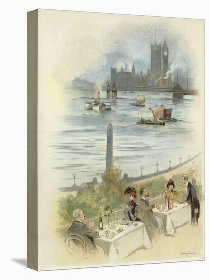 Lunch on Terrace Overlooking the Thames-Dudley Hardy-Stretched Canvas