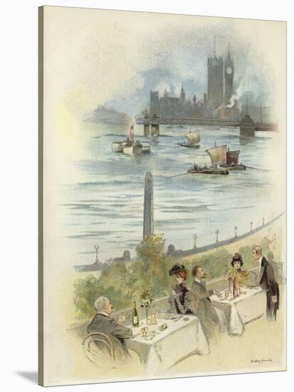 Lunch on Terrace Overlooking the Thames-Dudley Hardy-Stretched Canvas