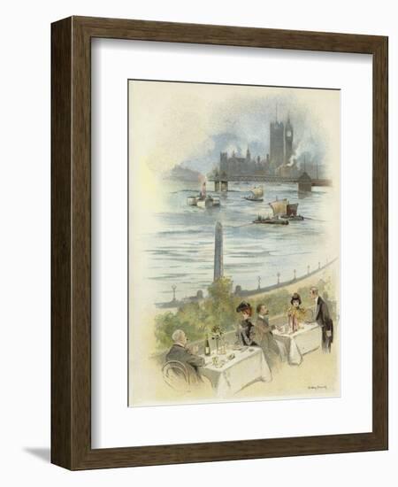 Lunch on Terrace Overlooking the Thames-Dudley Hardy-Framed Giclee Print