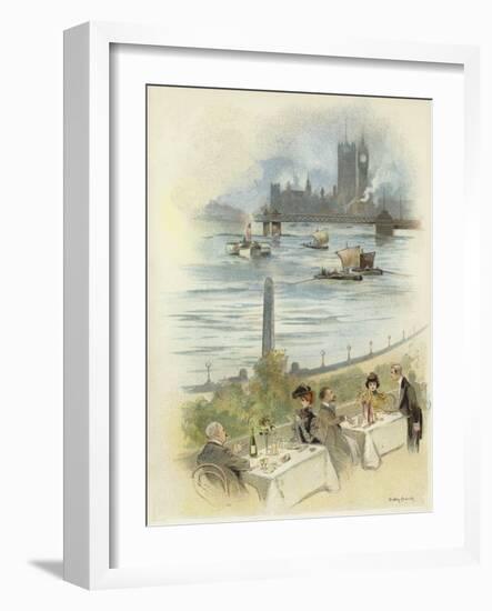 Lunch on Terrace Overlooking the Thames-Dudley Hardy-Framed Giclee Print