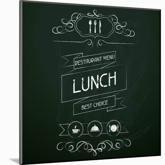 Lunch on the Restaurant Menu Chalkboard-incomible-Mounted Art Print