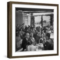 Luncheon on the Terrace at the Exclusive Golf Club Outside Rome-Alfred Eisenstaedt-Framed Photographic Print