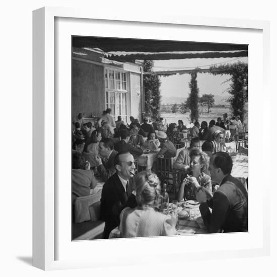 Luncheon on the Terrace at the Exclusive Golf Club Outside Rome-Alfred Eisenstaedt-Framed Photographic Print
