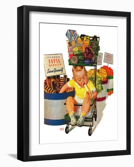 "Lunchtime at the Grocery," August 31, 1940-Albert W. Hampson-Framed Giclee Print