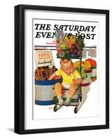 "Lunchtime at the Grocery," Saturday Evening Post Cover, August 31, 1940-Albert W. Hampson-Framed Giclee Print