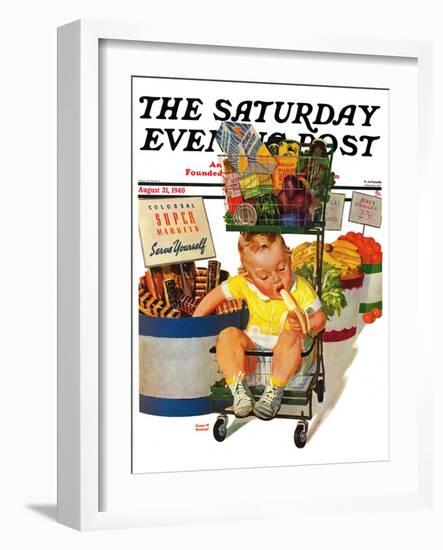 "Lunchtime at the Grocery," Saturday Evening Post Cover, August 31, 1940-Albert W. Hampson-Framed Giclee Print