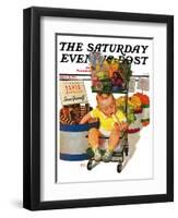 "Lunchtime at the Grocery," Saturday Evening Post Cover, August 31, 1940-Albert W. Hampson-Framed Giclee Print