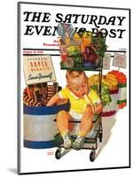 "Lunchtime at the Grocery," Saturday Evening Post Cover, August 31, 1940-Albert W. Hampson-Mounted Giclee Print