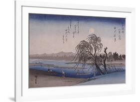 Lune d'automne sur la rivière Tamagawa-Ando Hiroshige-Framed Giclee Print