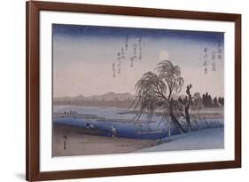 Lune d'automne sur la rivière Tamagawa-Ando Hiroshige-Framed Giclee Print