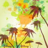 Sunny Beach Watercolor Vector Illustration-Lunetskaya-Stretched Canvas