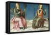 Lunette with Prudence and Justice-Pietro Perugino-Framed Stretched Canvas