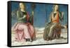 Lunette with Prudence and Justice-Pietro Perugino-Framed Stretched Canvas