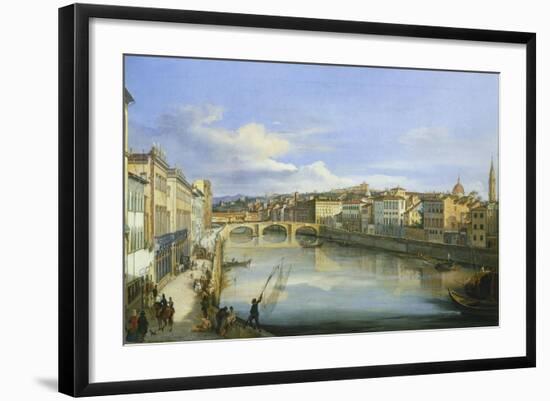 Lungarno in Florence-Giovanni Signorini-Framed Giclee Print