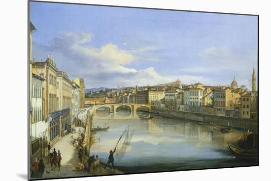 Lungarno in Florence-Giovanni Signorini-Mounted Giclee Print