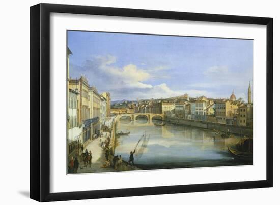 Lungarno in Florence-Giovanni Signorini-Framed Giclee Print