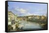 Lungarno in Florence-Giovanni Signorini-Framed Stretched Canvas