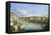 Lungarno in Florence-Giovanni Signorini-Framed Stretched Canvas