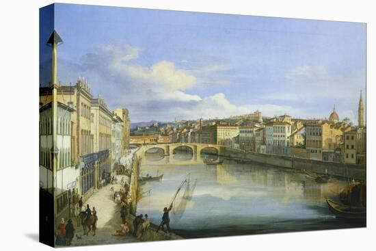 Lungarno in Florence-Giovanni Signorini-Stretched Canvas