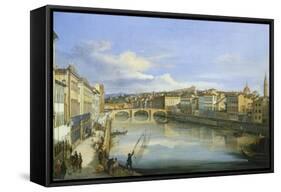 Lungarno in Florence-Giovanni Signorini-Framed Stretched Canvas