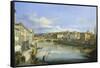 Lungarno in Florence-Giovanni Signorini-Framed Stretched Canvas