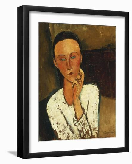 Lunia Czechowska (With Hand on the Right Cheek); Lunia Czechowska (La Main Gauche Sur La Joue),…-Amedeo Modigliani-Framed Giclee Print