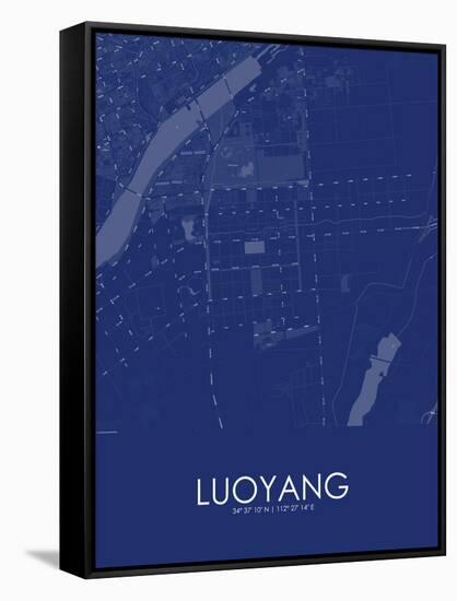 Luoyang, China Blue Map-null-Framed Stretched Canvas