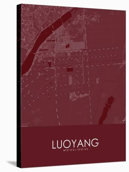 Luoyang, China Red Map-null-Stretched Canvas