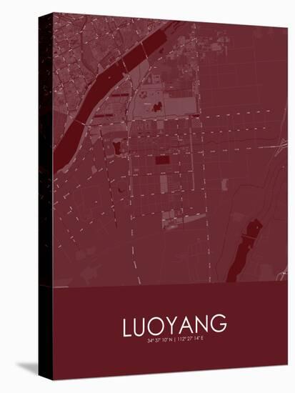 Luoyang, China Red Map-null-Stretched Canvas