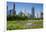 Lurie Garden in Millennium Park, Chicago, with Michigan Avenue Skyline-Alan Klehr-Framed Premium Photographic Print