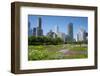 Lurie Garden in Millennium Park, Chicago, with Michigan Avenue Skyline-Alan Klehr-Framed Photographic Print