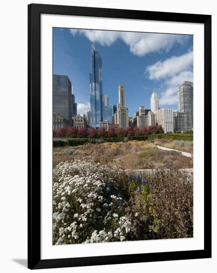 Lurie Garden with Skyline, Chicago Millennium Park, Chicago, Illinois, Usa-Alan Klehr-Framed Photographic Print