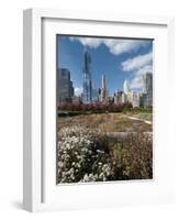 Lurie Garden with Skyline, Chicago Millennium Park, Chicago, Illinois, Usa-Alan Klehr-Framed Photographic Print