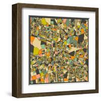 Lusaka Map-Jazzberry Blue-Framed Art Print