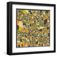 Lusaka Map-Jazzberry Blue-Framed Art Print