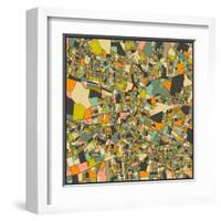 Lusaka Map-Jazzberry Blue-Framed Art Print