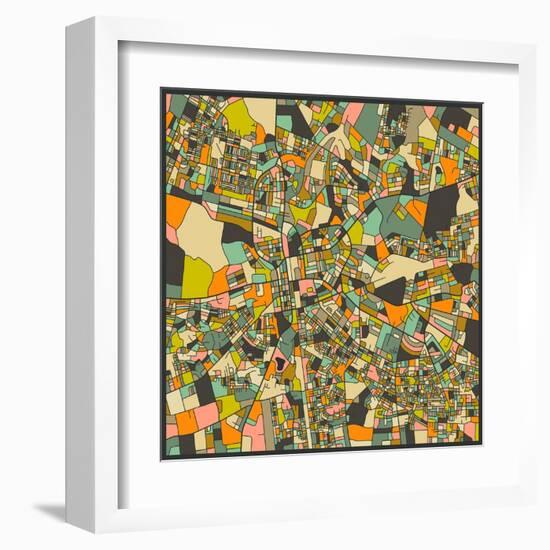 Lusaka Map-Jazzberry Blue-Framed Art Print