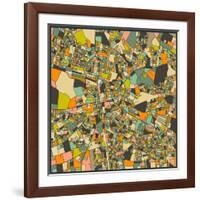 Lusaka Map-Jazzberry Blue-Framed Art Print