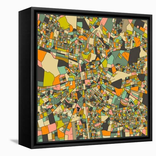 Lusaka Map-Jazzberry Blue-Framed Stretched Canvas