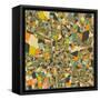 Lusaka Map-Jazzberry Blue-Framed Stretched Canvas